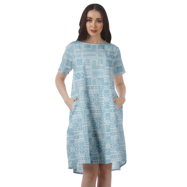 Moomaya Robes à Manches Courtes Grande Taille pour Femmes Col Rond Mini Tuniques Robes