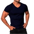 thumbnail image 2 of Styesk T Shirts for Man Fashionable Men's Solid Color Casual Tight Fitting V-neck Short Sleeved, 2 of 6
