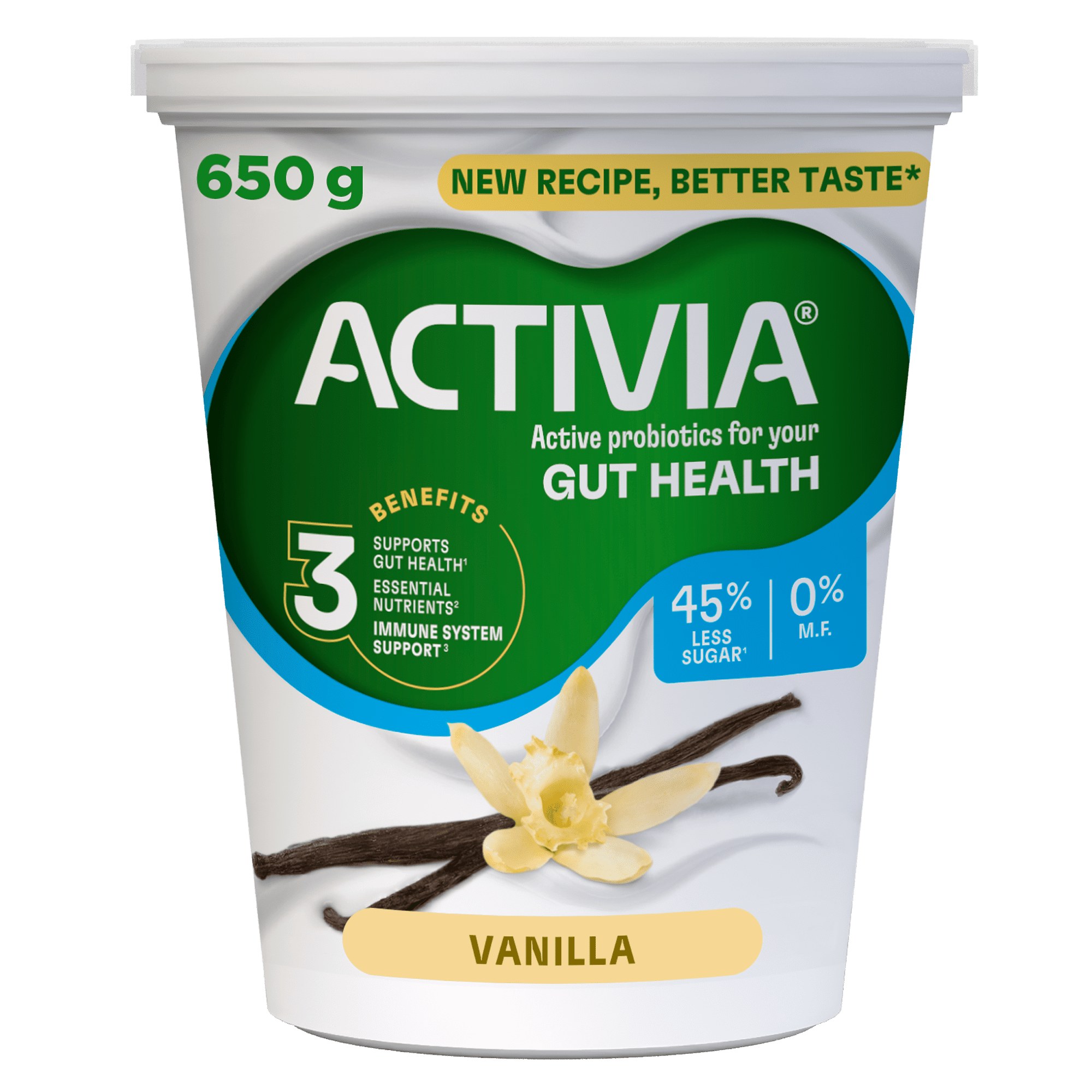 Activia Yogurt with Probiotics, Fat Free 0% MF, Vanilla Flavour, 650g
