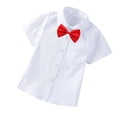 thumbnail image 1 of MeetoTime Baby Short Sleeve Blouse Solid Color Gentleman's School Uniform Button-down Shirt for Boys Baby Clothes 2-14Years, 1 of 5