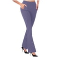 thumbnail image 1 of CFLVAEK Womens Flare Dress Pants Tummy Control High Waisted Office Trousers with Pocket Soft Bootcut Plain Color Work Pant Casual Full Length SlacksPurple XL, 1 of 6