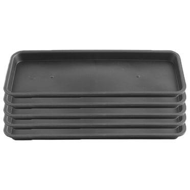 [Plastic Plant Trays], 5 Pcs Plastic Plant Saucer Rectangular Plant Trays for Pots Leakproof Plant Drip Trays Heavy Duty Plant Water Catcher Tray for Indoor Outdoor 15.9 * 5.9 * 0.7Inch Black