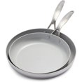 thumbnail image 1 of GreenPan Venice Pro Tri-Ply Stainless Steel Healthy Ceramic Nonstick 10" and 12" Frying Pan Skillet Set, 1 of 6