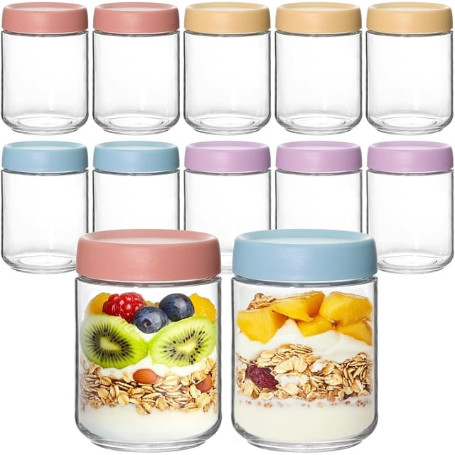 Overnight Oats Containers With Lids oz +oz Wide Mouth Mason Jars with Airtight Lids Meal Prep Containers Food Storage Glass Jars in Bulk for Snack Yogurt Parfait Spice Sugar