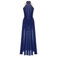 thumbnail image 3 of YUUMIN Costumes de Danse Lyrique pour Femmes Jupe Fluide Strass Robe Maxi Fendue Tenue de Danse Moderne Bleu Marine G, 3 of 5