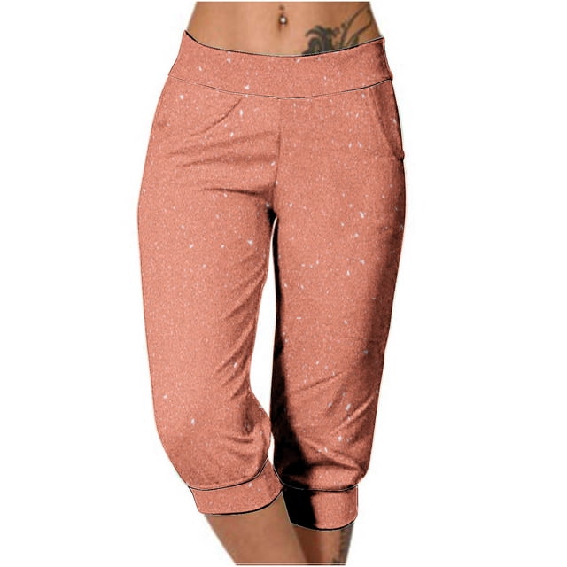 tarylea Womens Capri Pants Stretchy Drawstring Low Rise Jogger Pants Soft Comfy Lounge Cropped Yoga Pants with Pockets