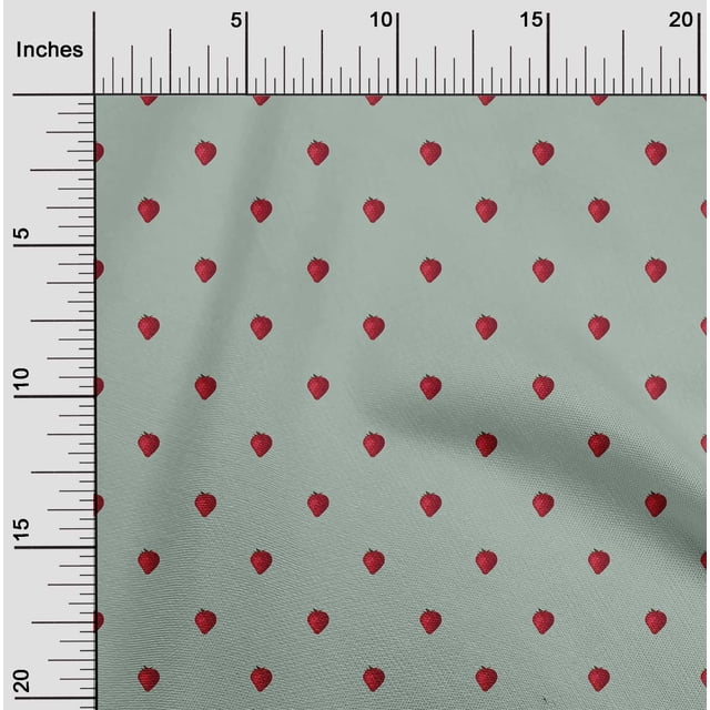 oneOone Cotton Poplin Fabric Strawberry Fruit Printed Craft Fabric BTY 56 Inch Wide