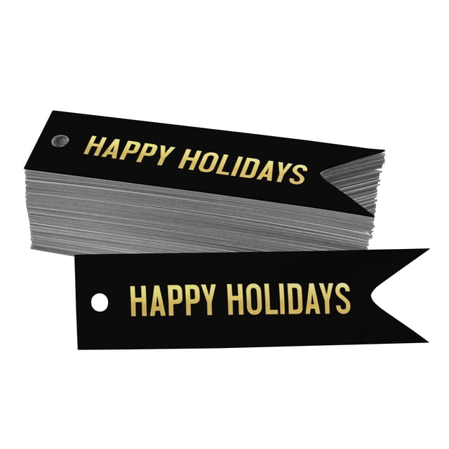 Inkdotpot Pack Of 50 Real Gold Foil Paper Tags Happy Holiday Favor Hang Tags