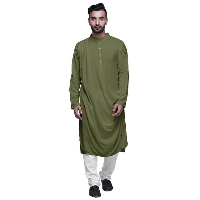 Atasi Long Kurta For Men Mandarin Collar Solid Cowl Drape Clothing
