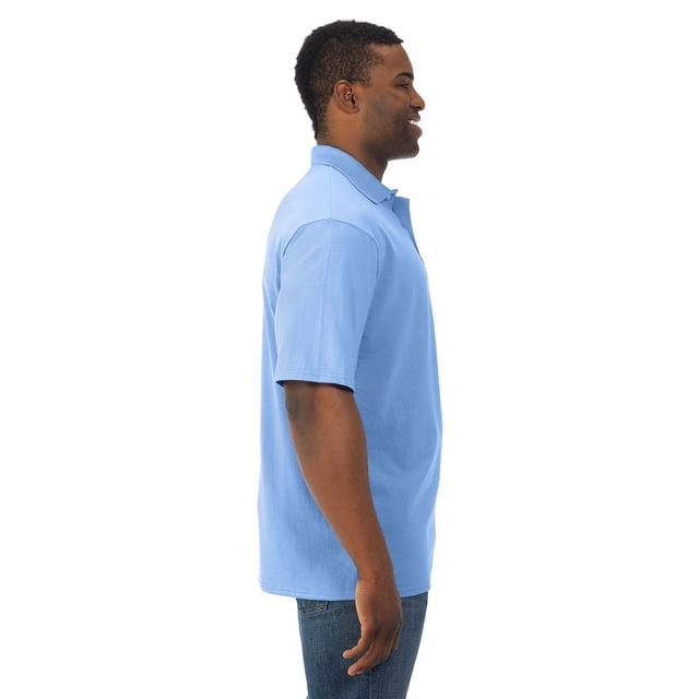 Jerzees Mens SpotShield Short Sleeve Pocket Jersey Sport Shirt, S, Light Blue