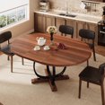 thumbnail image 1 of iPormis 59'' Extendable Round Dining Table for 4 to 8, Kitchen Table with Sturdy X-Base Metal Legs, MDF Board, Space Saving, Easy Assembly,Walnut, 1 of 8