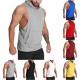 thumbnail image 1 of Yuyuzo Mens Tank Tops Sleeveless Hooded Shirts Solid Color T Shirts Loose Fitted Workout Tees Top, 1 of 5