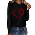 thumbnail image 1 of Besolor Tuniques Automne Printemps pour Femmes 2024 Imprimé Cœur Col Rond Manches Longues Chemises Décontractées Amples Blouse Tee, 1 of 3