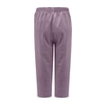 thumbnail image 5 of Penkiiy Women's Plus Size Cotton Linen Drawstring Cropped Capris, Purple, 5XL, 5 of 5