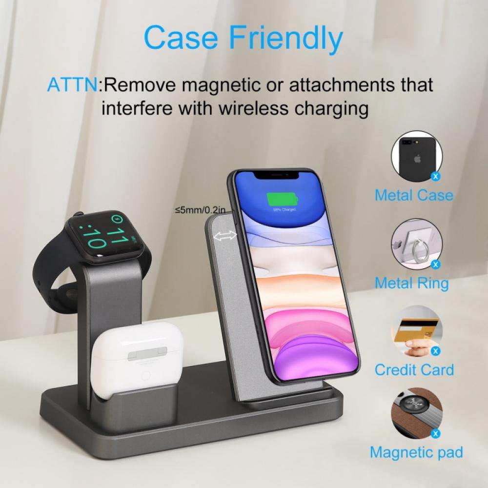 Chargeur Sans Fil 3 en 1 Station de Recharge Sans Fil Compatible avec Watch Series 5/4/3/2/1