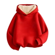 Zanarzt Kids Cotton Hoodie Sweatshirt Unisex Boys Girls Fleece Lined Hoodie Kids Warm Winter Hoodies Pullover Hooded Sweatshirt Sweater Red,6-7 Years