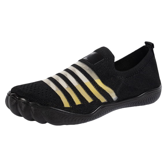 Slip On Barefoot Water Shoes for Women Breathable Knit Walking Shoe Lightweight Non Slip Beach Outdoor Running Sneakers Black Size 8.5