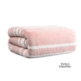 thumbnail image 3 of Bath Towel Large 13.3x30 Inch | Soft Thick Absorbent Fleece | Quick Drying Hotel Spa Gym Pool Shower Home Use | Striped Pattern | Durable Double Stitched Hem | Gray Blue Pink | Single Pack, 3 of 7