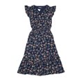 thumbnail image 1 of INSPIRE CHIC Robe pour Femme à Fleurs Manches Volantées Col en V Décontractée Smockée à Volants Robes TG Bleu Marine, 1 of 6