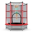 thumbnail image 1 of Patiojoy Kids Round Jumping Trampoline Combo Bed Trampoline W/ Safety Enclosure Net Red, 1 of 10