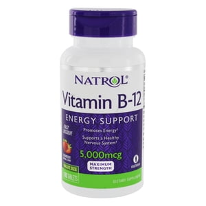 Natrol - Vitamin B12 Maximum Strength Energy Support Fast Dissolve Strawberry 5000 mcg. - 100 Tablet(s)