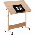 thumbnail image 1 of Royalbelle Adjustable Height Standing Desk,Foldable Mobile Stand Up with Wheels Small Rolling Computer Desk Laptop Portable Computer Workstations for Home Office,White Maple, 1 of 7