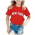 thumbnail image 1 of PMVFHDE T-Shirt d'Été pour Filles à Imprimé Graphique Mignon, Col Rond, Manches Courtes - Hauts Décontractés Respirants pour Enfants Rouge, 7-8 Ans, 1 of 4