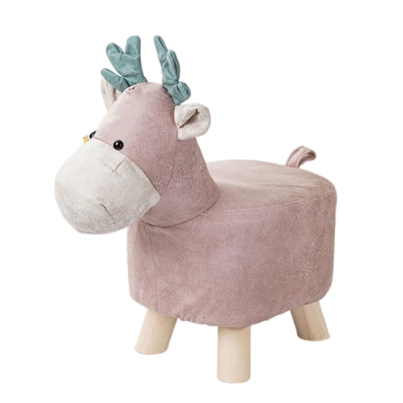 Animal Footstool Cartoon Footrest Ottoman for Playroom, Guest Room, Bedroom pink