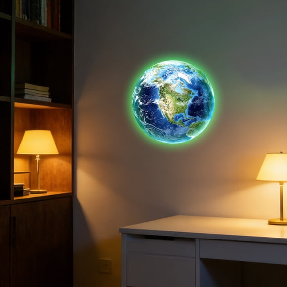 Autocollants Muraux Carte du Continent Phosphorescents / Décalcomanies de Veilleuse Fluorescentes pour Salon Chambre / Décor de Terre en Pvc Autocollant pour Murs Intérieurs de la Maison / Design Amérique du Sud Amérique du Nord