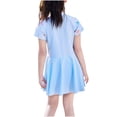 thumbnail image 4 of Yanlir Jupe de Bain pour Filles 2-12 Ans, Maillots de Bain à Blocs de Couleur avec Fermeture Éclair pour Filles, Col Rond, Ajusté, Manches Courtes, Robe Plissée (Bleu, 5 Ans), 4 of 5