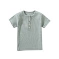 thumbnail image 1 of Birdeem Haut à Manches Courtes pour Enfants Garçons Filles Mode Confortable Couleur Unie Bouton Col Rond, 1 of 12