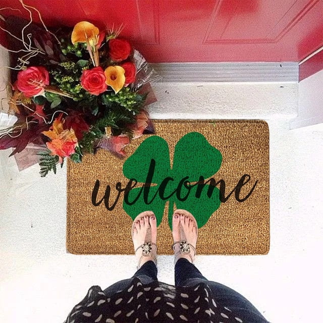 Welcome Mats for Front Door,St. Patricks Day Door Mat - Front Door Mat - Bath Rug Super Absorbent Dry - Rubber Backing Non Slip Washable Bathroom Floor Mats -Green 16X24 In