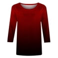 thumbnail image 2 of Hauts à Manches 3/4 pour Femmes Mode Féminine T-Shirt Imprimé Ample Blouse à Manches 3/4 Col Rond Hauts Décontractés T-Shirts en Coton T-Shirts pour Femmes Mode T-Shirts à Manches 3/4 pour Femmes, 2 of 5