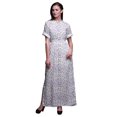 thumbnail image 1 of Bimba Robe Maxi à Taille Smockée Imprimée en Rayonne à Fleurs et Feuilles avec Fente Latérale pour Femme - Grande, 1 of 1
