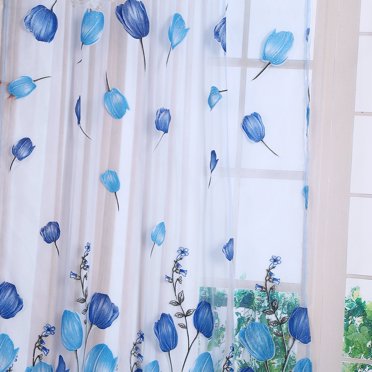 Herwey 100*200cm Colorful Tulips Printing Tulle Curtains Sheer Drape Balcony Window Decoration ,Tulle Curtain, Tulle Curtains