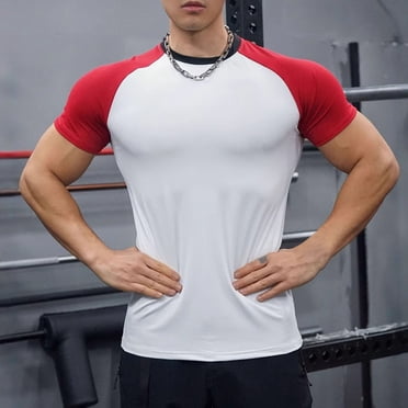 asjyhkr T-Shirts de Compression pour Hommes Été 2025 Col Rond Manches Courtes T-Shirts Entraînement Gym T-Shirts Athlétiques
