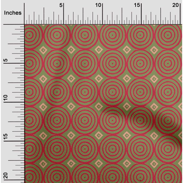 oneOone Georgette Viscose Fabric Diamond & Circle Block Print Fabric By Yard 42 Inch Wide
