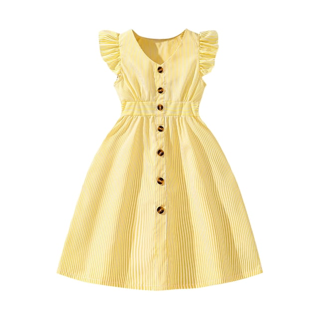 Économies d'Été! WRKEKC Robes d'Été pour Filles, Robe Décontractée pour Filles, Robe d'Été à Manches Courtes pour Filles, Robe de Princesse Mignonne, Col Rond, Jupe à Nœud Princesse 9 Ans