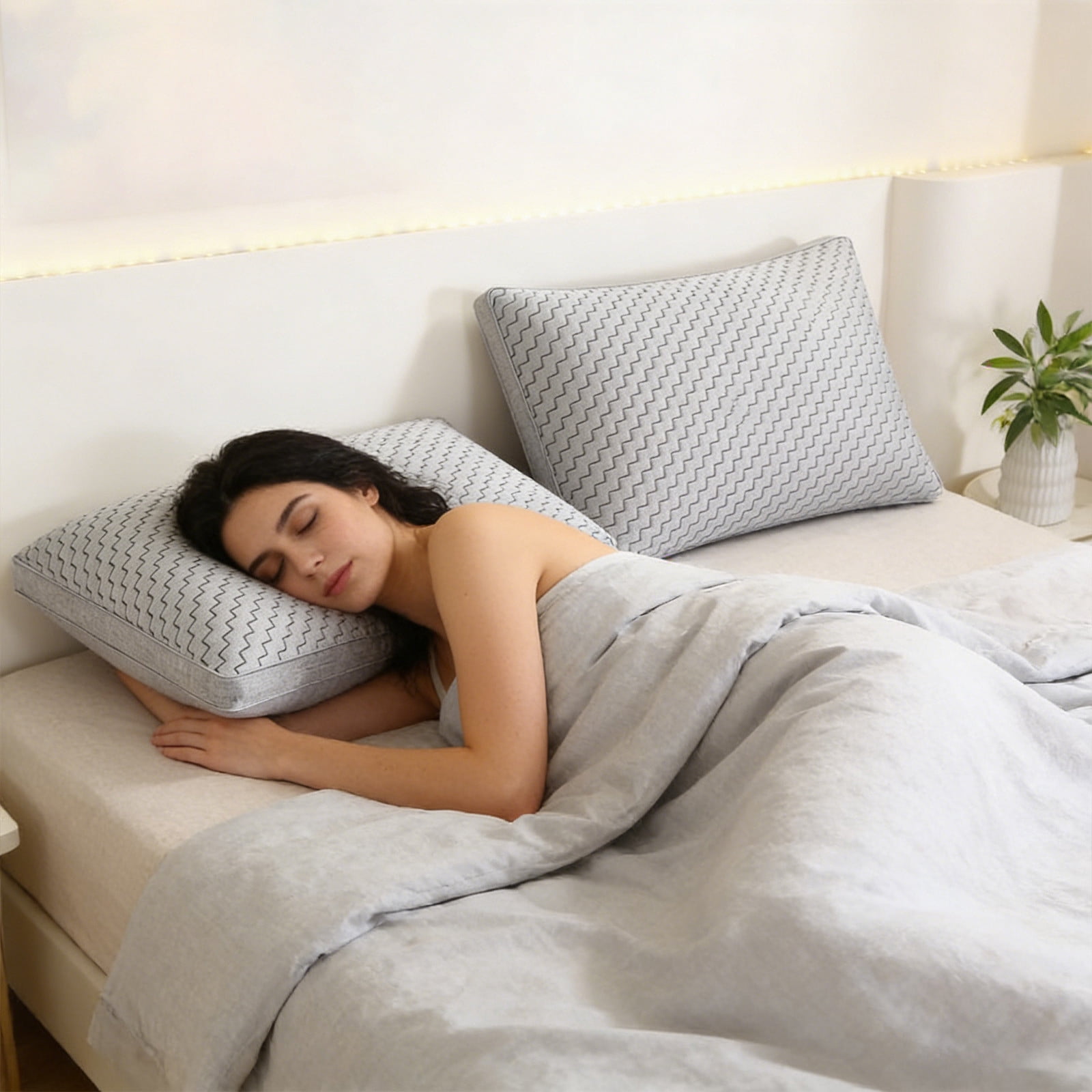 Dvkptbk pillow insert Brushed Microfiber Pillow for Sleeping Plushes Soft Down Bed Pillows Velvet Like Cover Hotel Collection Standard Size for Side Back Stomach Sleepers