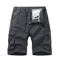 thumbnail image 1 of Men Casual Solid Zipper Button Pockets Elastic Waist Cropped Cargo Shorts(Dark Gray,4XL), 1 of 3