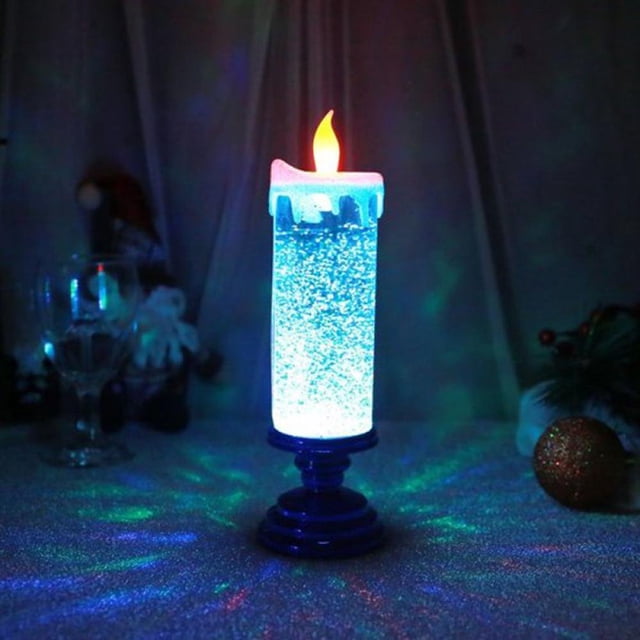 LED Christmas Candle with Base Flameless Candles Colorful Fantasy Crystal Candle Tourist Souvenir LED Night Lamp Battery Operated