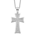 thumbnail image 1 of Diamond2Deal 925 Sterling Silver Rhodium-plated 74 Stone Micro Pav‚ CZ Polished Cross Necklace with 2 Inch Extender for Women 18", 1 of 5