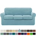 thumbnail image 1 of CHOK 2024 Housse de Sofa Extensible à Texture Quadrillée Housse de Canapé avec Housse de Coussin Séparée (Sofa Gris), 1 of 6