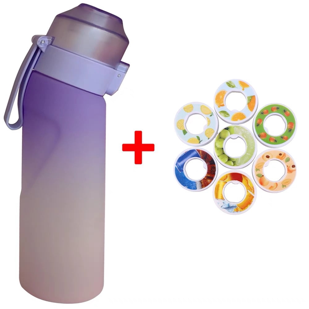 Sport Air Water Bottle 650ml Drinking Bottle with 7 Flavored Pods 0 Sugar, 0 Calories-Gradient powder (with 7 flavors)
