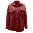 thumbnail image 4 of Pockets Women's Buttons Long Sleeve Tops Outwear Solid Color Turn-down Collar Jacket Coat, 4 of 5