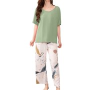 Woman Night Sleep Wear Petite Flannel Pajamas Women Nightwear Satin Pajama Short Set Pajama Shorts for Women Pack Sleepwear for Women Shorts Set Short Sleeve Womens Pajamas Soft Pajamas