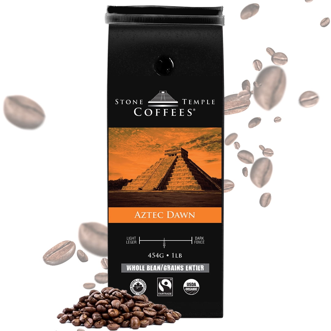 Stone Temple Coffees - Aztec Dawn, Whole Bean, Certified Organic, Fairtrade Coffee 1lb/ 454g