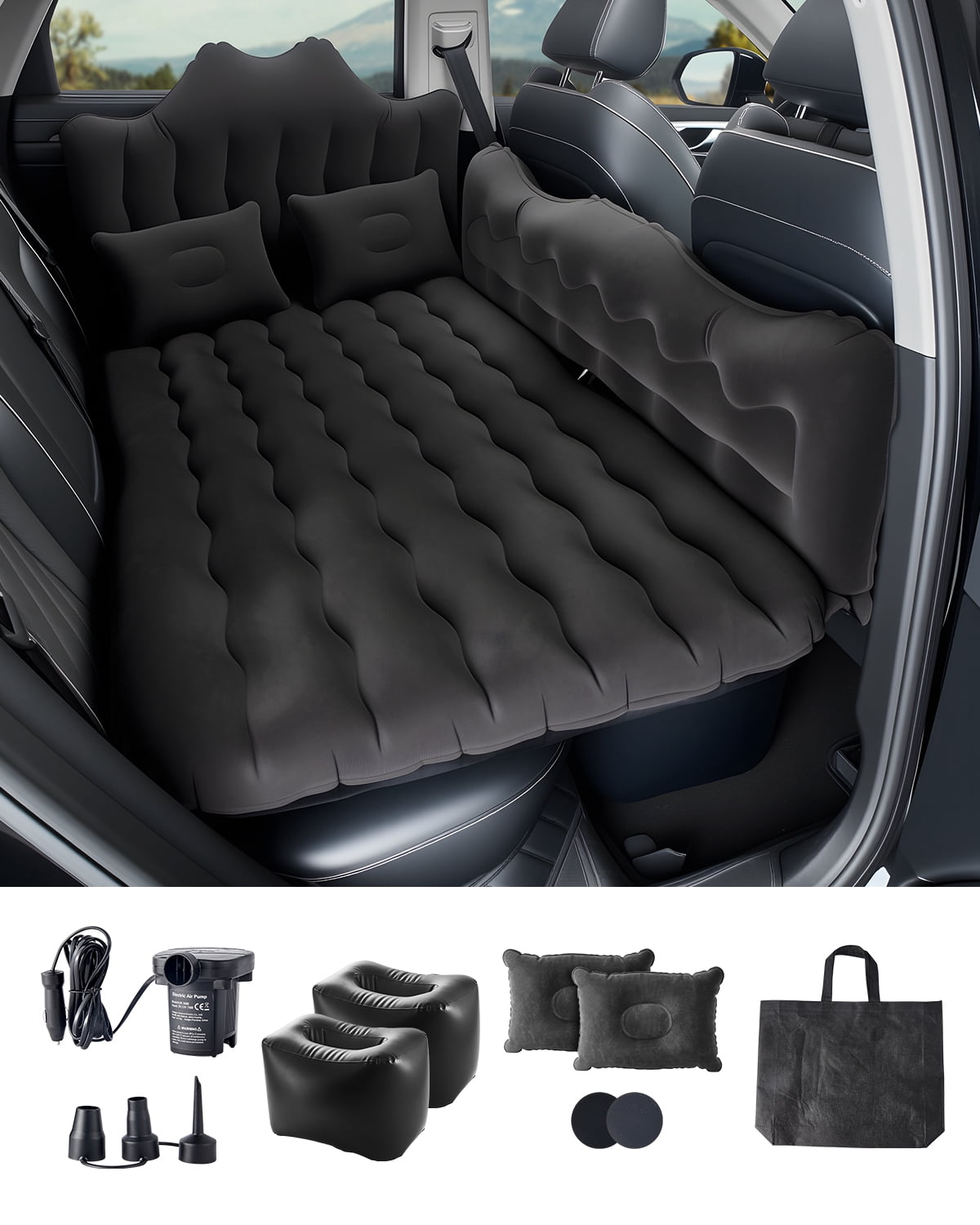 VEVOR Matelas Pneumatique pour Voiture Lit de Camping de Voyage Gonflable Coussin de Couchage avec Pompe Intégrée