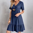 thumbnail image 2 of Yuyuzo Womens Formal Dress Outfits Elegant Short Sleeve Beach Dress Ruffed Cocktail Evening Prom Mini Dress, 2 of 7