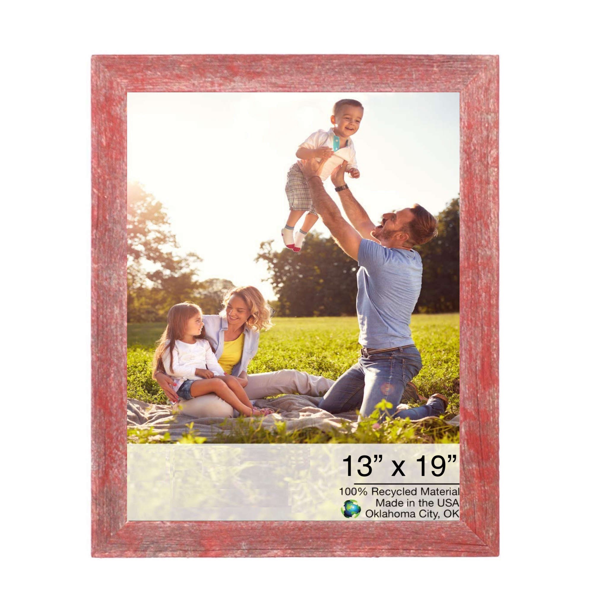 homeroots home decor 386514 13” x 19” Rustic Farmhouse Red Wood Frame